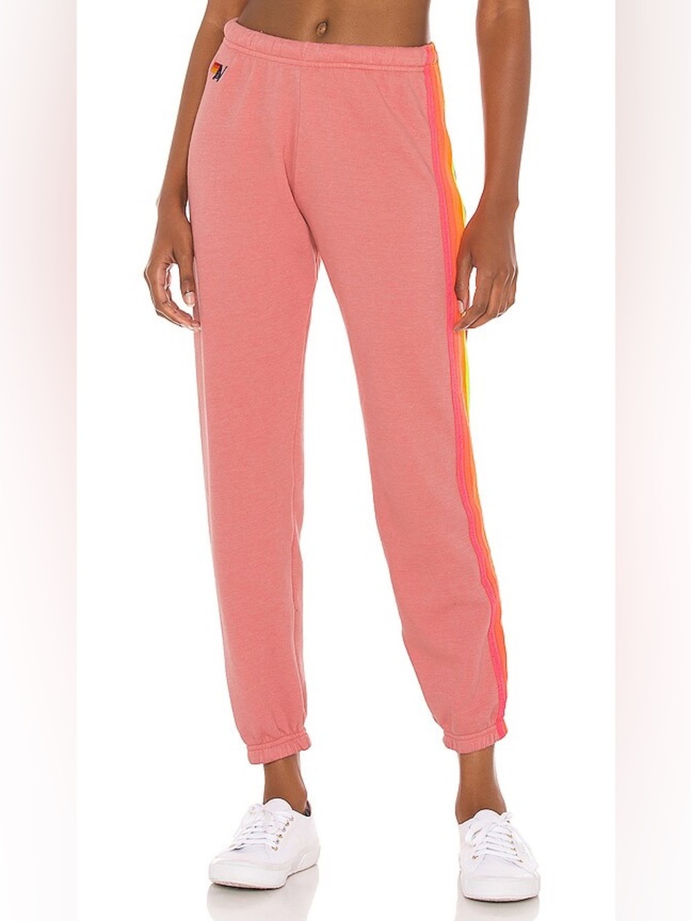 Aviator Nation 5 stripe women’s sweatpants - petal neon